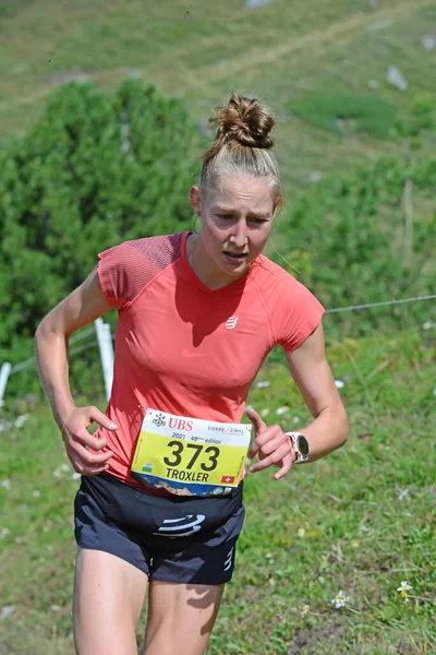 Zinal Suiza Agosto Corredor Élite Simone Troxler Sui Campeonato Mundial — Foto de Stock