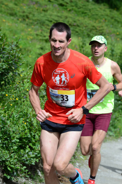 ТИОН, ШВЕЙЦАРИЯ - 31 ИЮЛЯ: Фабьон Багбенс из Швейцарии в гонке Tyon-Dixence Trail Race: 31 июля 2021 года в Тионе, Швейцария