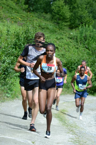Thyon Switzerland July Elite Runner Kajuju Gitonga Winner Thyon Dixence — Stock Photo, Image