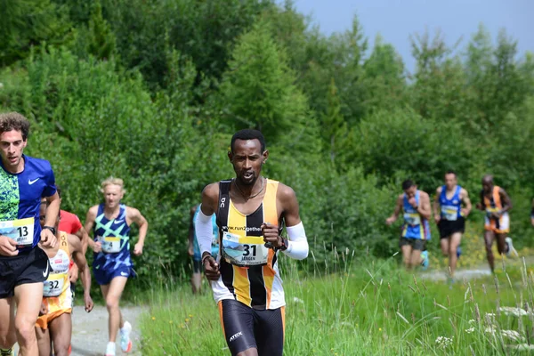 Thyon Switzerland July Elite Runner Lengen Lolkurraru Winner Thyon Dixence — Stock Photo, Image