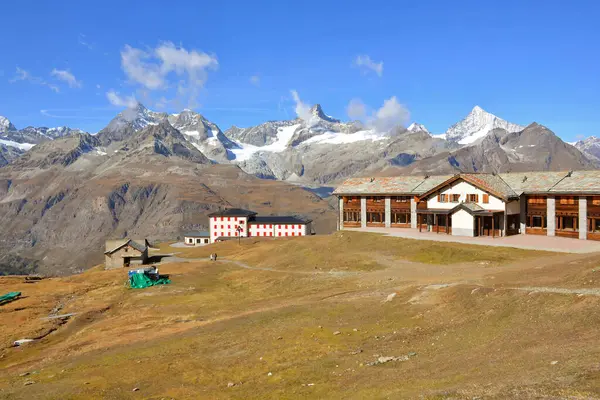 Hochgebirgspanorama Rund Zermatt Den Südschweizer Alpen lizenzfreie Stockfotos