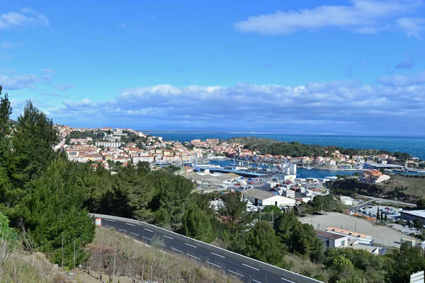 Francuski Port Port Vendres Wybrzeżu Morza Śródziemnego Pobliżu Hiszpanii Zdjęcie Stockowe