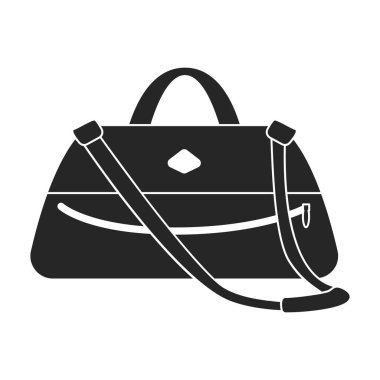 Çanta vektör simgesi. Siyah vektör logosu beyaz arkaplan valizinde izole edilmiş..