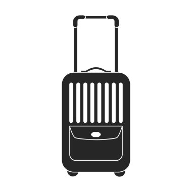 Çanta vektör simgesi. Siyah vektör logosu beyaz arkaplan valizinde izole edilmiş..