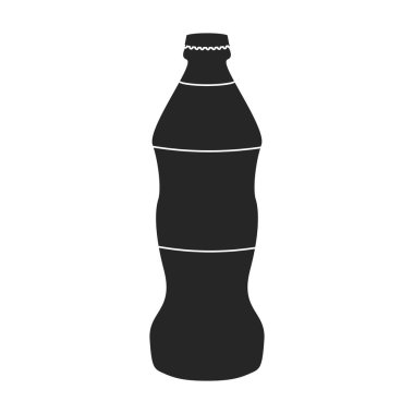 Bir şişe soda vektör simgesi. Siyah vektör logosu beyaz arka plan soda şişesinde izole edilmiş..