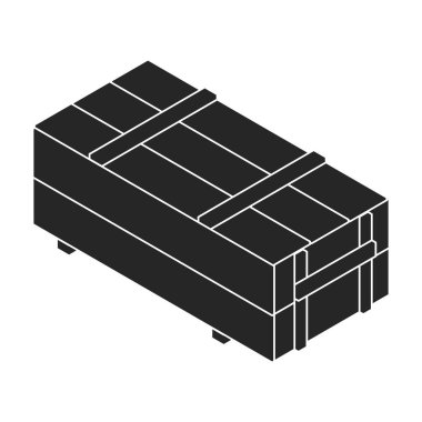 Tahta kutu vektör simgesi. Isometric siyah vektör logosu beyaz arka plan tahta kutusunda izole edildi .