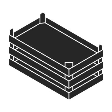 Tahta kutu vektör simgesi. Isometric siyah vektör logosu beyaz arka plan tahta kutusunda izole edildi .