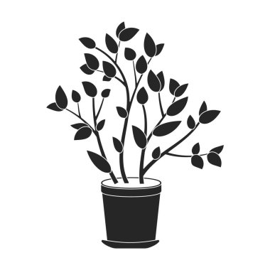 Çiçek saksısı vektör siyah simgesi. Beyaz arkaplanda vektör illüstrasyon saksısı. Çiçek saksısının siyah illüstrasyon logosu..