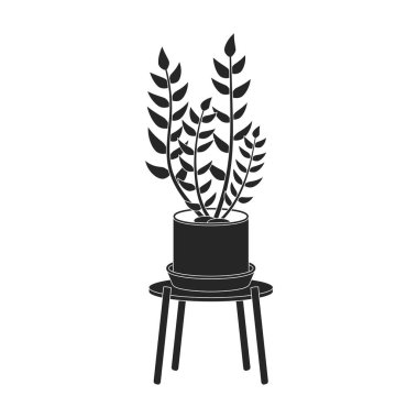 Çiçek saksısı vektör siyah simgesi. Beyaz arkaplanda vektör illüstrasyon saksısı. Çiçek saksısının siyah illüstrasyon logosu..