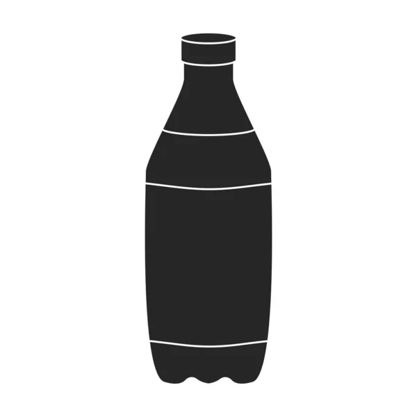 瓶装苏打水载体图标 白色背景瓶装苏打水隔离的黑色载体标识 — 图库矢量图片