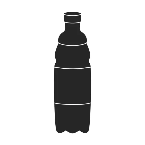 Bir Şişe Soda Vektör Simgesi Siyah Vektör Logosu Beyaz Arka — Stok Vektör