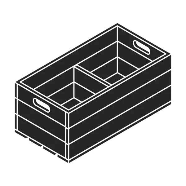 Holzkästchen Vektor Symbol Isometrisches Schwarzes Vektor Logo Isoliert Auf Weißem — Stockvektor