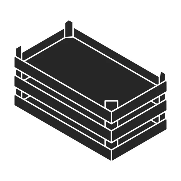 Tahta Kutu Vektör Simgesi Isometric Siyah Vektör Logosu Beyaz Arka — Stok Vektör