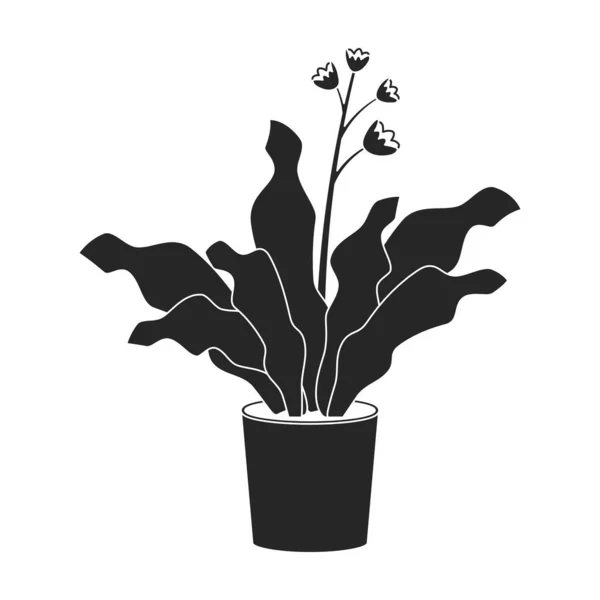 フラワーポットベクトルブラックアイコン 白い背景にベクトルイラストの花器 花の鍋の隔離された黒いイラストのロゴ — ストックベクタ