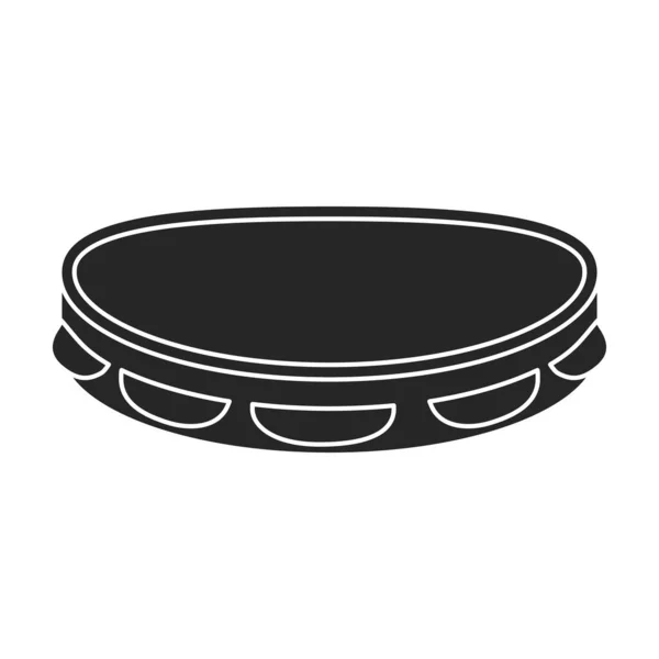Черный Вектор Тамбурина Векторная Иллюстрация Барабан Белом Фоне Изолированный Чёрный — стоковый вектор