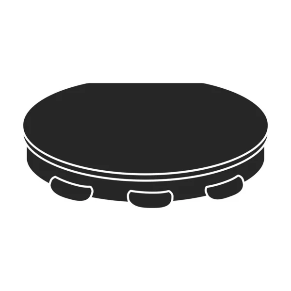Vecteur Tambourin Icône Noire Tambour Illustration Vectorielle Sur Fond Blanc — Image vectorielle