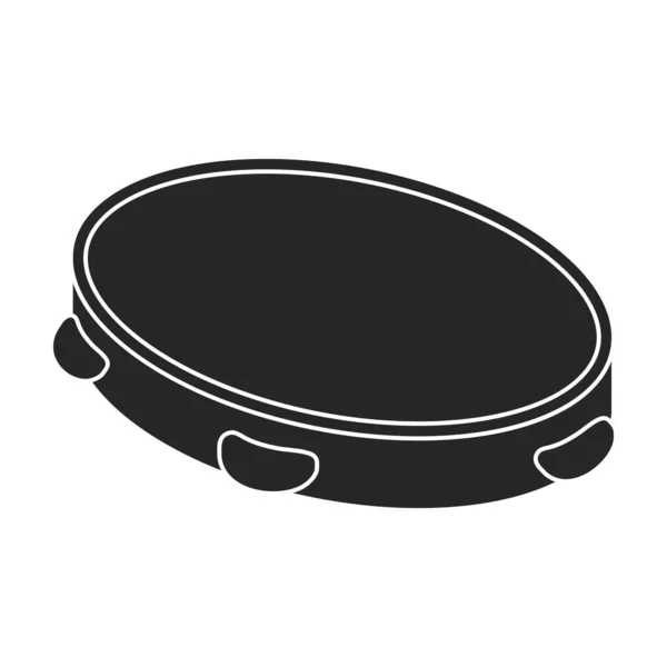 Черный Вектор Тамбурина Векторная Иллюстрация Барабан Белом Фоне Изолированный Чёрный — стоковый вектор