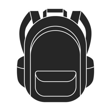 Okul çantası vektör simgesi. Siyah vektör logosu beyaz arkaplan okul çantasına izole edildi.