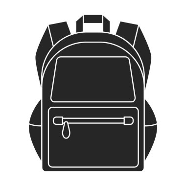 Okul çantası vektör simgesi. Siyah vektör logosu beyaz arkaplan okul çantasına izole edildi.