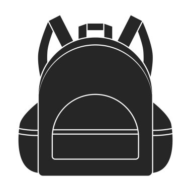 Okul çantası vektör simgesi. Siyah vektör logosu beyaz arkaplan okul çantasına izole edildi.