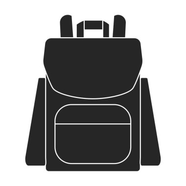 Okul çantası vektör simgesi. Siyah vektör logosu beyaz arkaplan okul çantasına izole edildi.