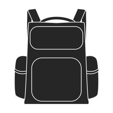 Okul çantası vektör simgesi. Siyah vektör logosu beyaz arkaplan okul çantasına izole edildi.