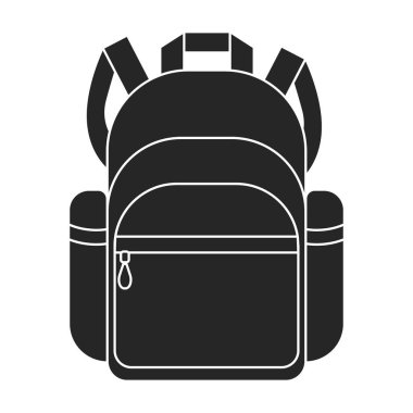 Okul çantası vektör simgesi. Siyah vektör logosu beyaz arkaplan okul çantasına izole edildi.