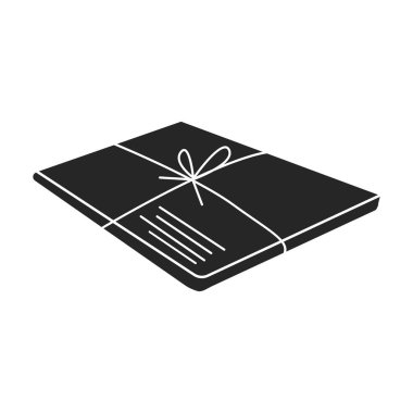 Paket vektör simgesi. Siyah vektör logosu beyaz arkaplan paketinde izole edildi.