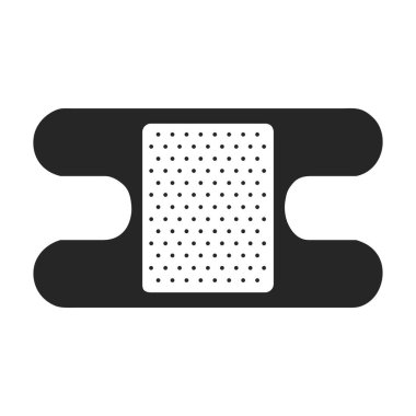 Bandaj vektörü siyah simgesi. Beyaz arka planda vektör illüstrasyon bandajı. Bandın izole edilmiş siyah illüstrasyon logosu .