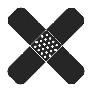 Bandaj vektörü siyah simgesi. Beyaz arka planda vektör illüstrasyon bandajı. Bandın izole edilmiş siyah illüstrasyon logosu .