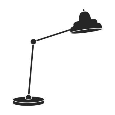 Masa lambası vektör simgesi. Siyah vektör logosu beyaz arka plan masa lambasında izole edildi.