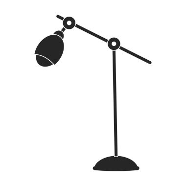 Masa lambası vektör simgesi. Siyah vektör logosu beyaz arka plan masa lambasında izole edildi.