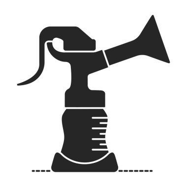 Göğüs pompası vektör simgesi. Siyah vektör logosu beyaz arka plan göğüs pompasında izole edilmiş. .