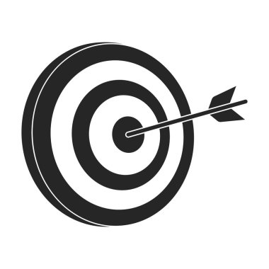 Hedef vektör simgesi. Siyah vektör logosu beyaz arkaplan hedefinde izole edildi.