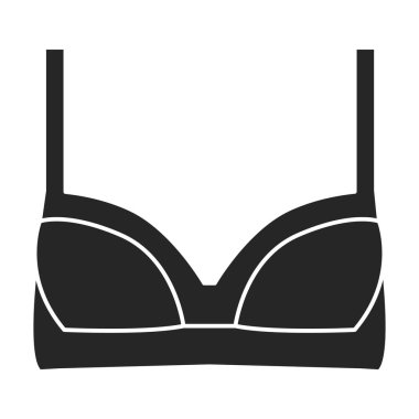 Sütyen vektör simgesi. Taslak vektör logosu beyaz arkaplan sütyeninde izole edildi.