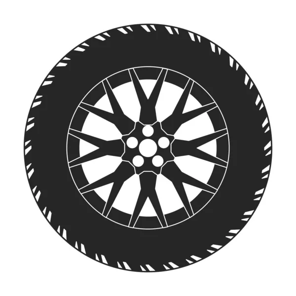 Hjulvektor Ikon Svart Vektor Logotyp Isolerad Vit Bakgrund Hjul — Stock vektor