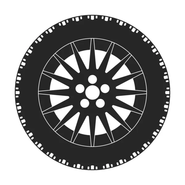 ホイールベクトルのアイコン白い背景ホイールに隔離された黒いベクトルのロゴ — ストックベクタ