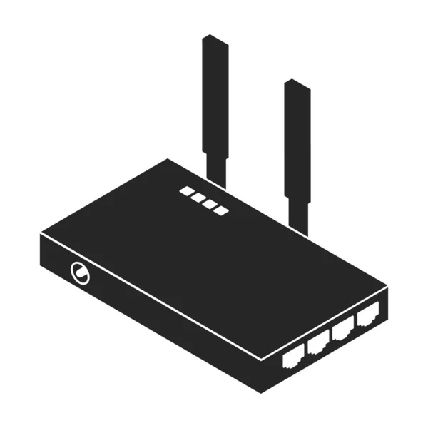 Εικονίδιο Διανύσματος Δρομολογητή Μαύρο Διανυσματικό Λογότυπο Απομονωμένο Λευκό Router Φόντου — Διανυσματικό Αρχείο