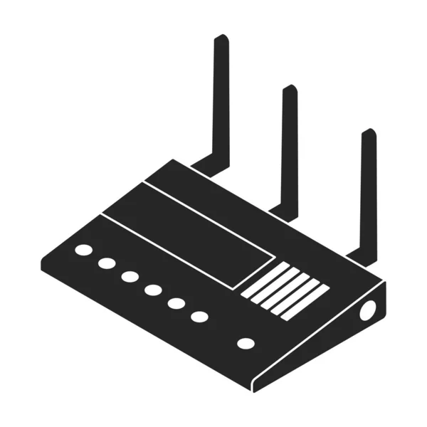 Icona Del Vettore Router Logo Vettoriale Nero Isolato Router Sfondo — Vettoriale Stock