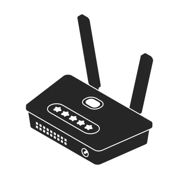 Εικονίδιο Διανύσματος Δρομολογητή Μαύρο Διανυσματικό Λογότυπο Απομονωμένο Λευκό Router Φόντου — Διανυσματικό Αρχείο