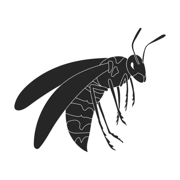 Icône Vecteur Guêpe Insectes Logo Vecteur Noir Isolé Sur Fond — Image vectorielle