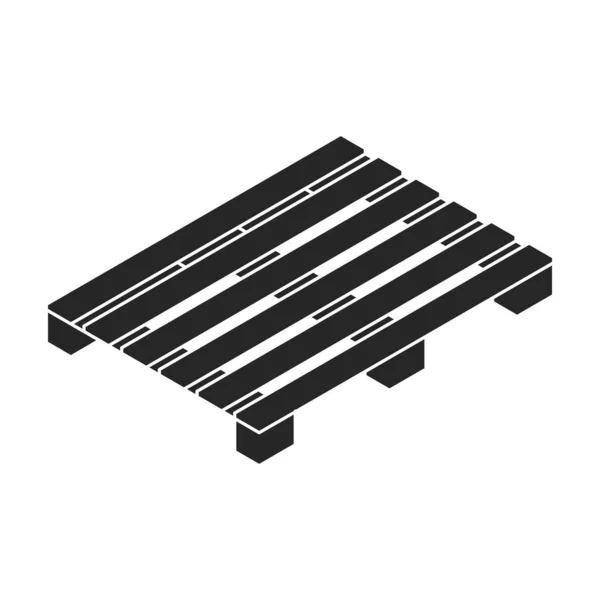 托盘木制矢量图标 白色背景托盘木隔离的等距黑色矢量标识 — 图库矢量图片