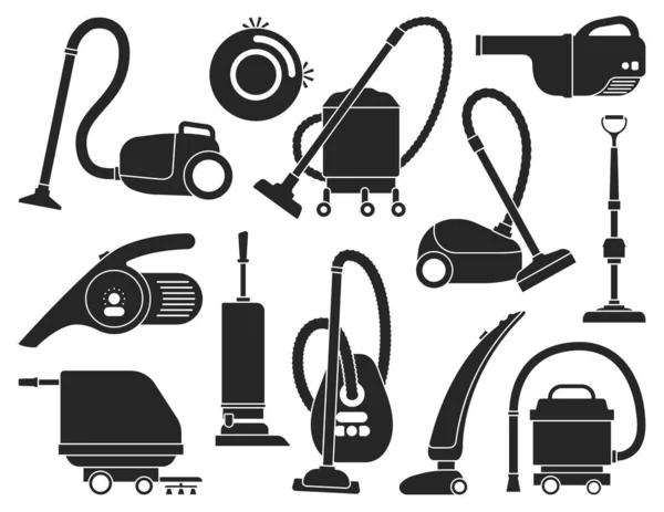 stock vector Vacuum cleaner vector black icon set . Collection vector illustration device vac on white background. Isolated black icons set vacuum cleaner for web design.