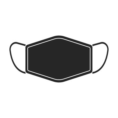 Tıbbi maske vektör simgesi. Siyah vektör logosu beyaz arka plan tıbbi maskesi üzerinde izole edilmiş..