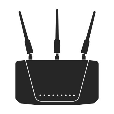 Yönlendirici vektör simgesi. Siyah vektör logosu beyaz arkaplan yönlendiricisinde izole edildi .