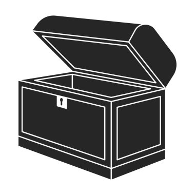 Chest treasure vector icon.Black vector logo isolated on white background chest treasure.
