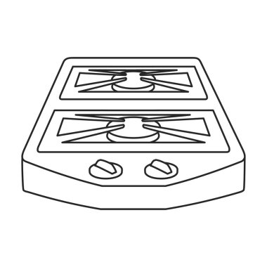 Camping stovev ector outline icon. Vector illustration furnace travel on white background. Isolated outline illustration logo of camping stove .