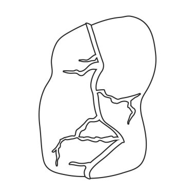 Taş vektör simgesi. Taslak vektör logosu beyaz arkaplan taşında izole edildi.