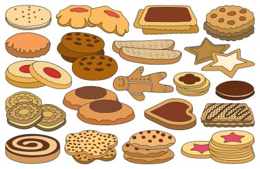 Biscuit vector color set icon. Isolated color set icons cookie.Vector illustration biscuit on white background.