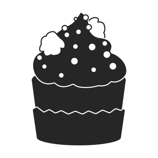 Cupcake Vektör Simgesi Siyah Vektör Simgeleri Beyaz Arkaplan Kekinde Izole — Stok Vektör